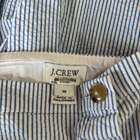 J. Crew blue/white stripe seersucker button front tank straps lined midi Size 18 - Picture 3 of 8